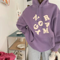 Letter Collage Baggy Womens Hoodie — vista laterale