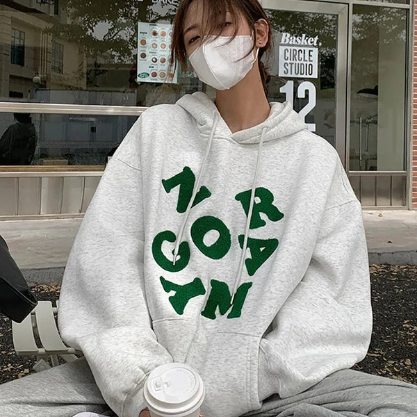 Y2K Letter Collage Baggy Womens Hoodie