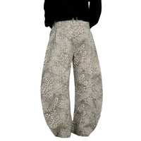 Light Leopard Print Baggy Denim Curved Barrel Jeans — dettaglio