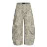Y2K Light Leopard Print Baggy Denim Curved Barrel Jeans