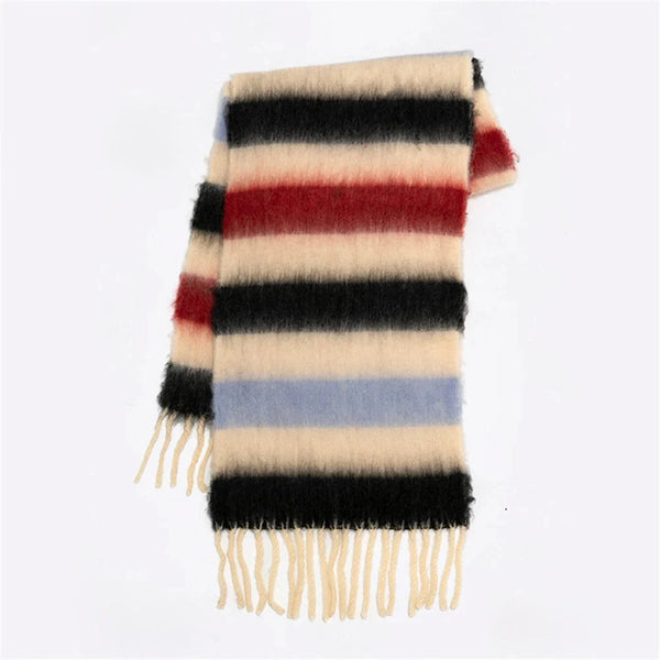 Y2K Lightweight Rainbow Knitted Shawl Scarf