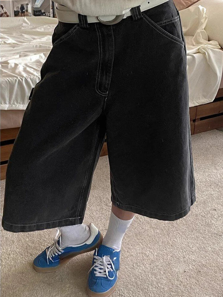 Long Baggy Denim Shorts Jorts — dettaglio