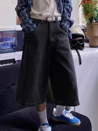 Long Baggy Denim Shorts Jorts — vista frontale