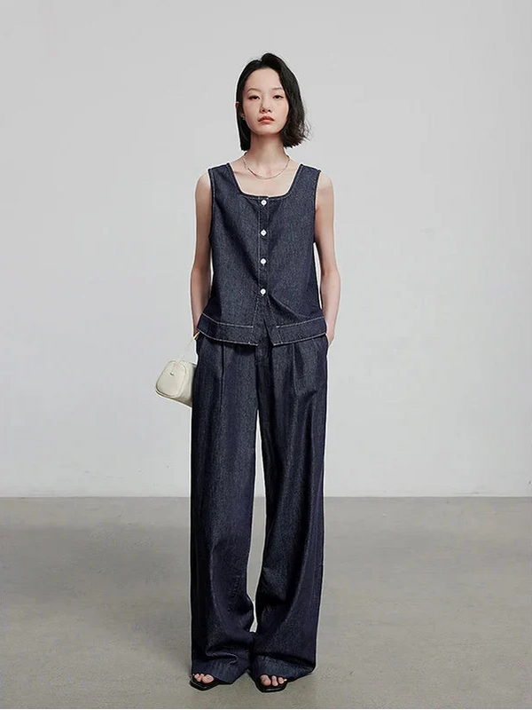Long Boyfriend Fit Denim Jeans — vista frontale