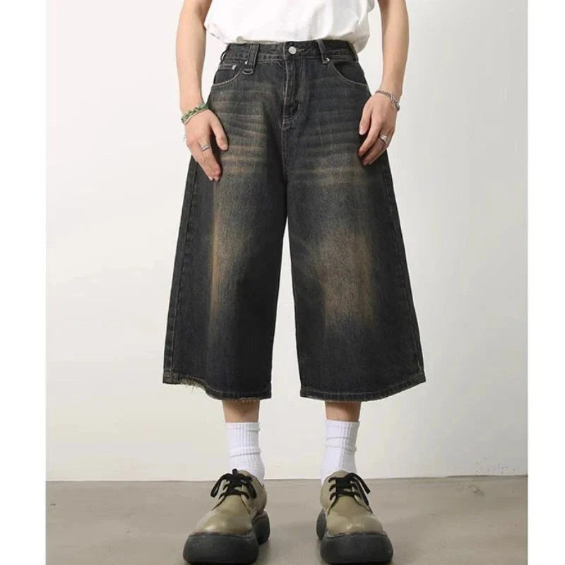 Long Denim Shorts Jorts — dettaglio del tessuto