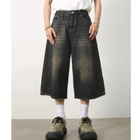Long Denim Shorts Jorts — dettaglio del tessuto