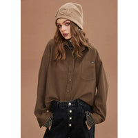 Long Sleeve Button Up Blouse Shirt — dettaglio