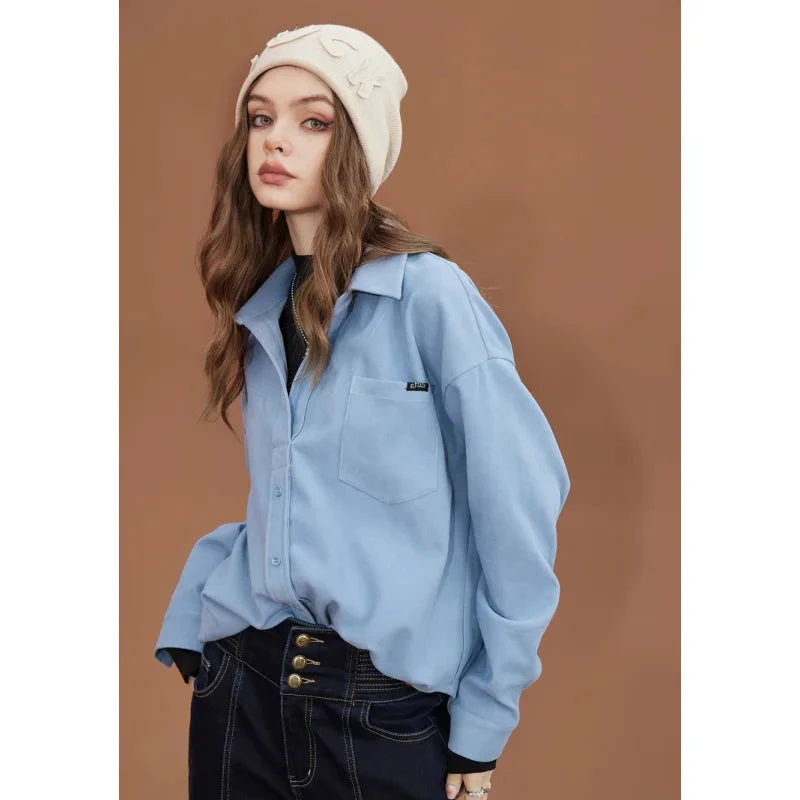 Long Sleeve Button Up Blouse Shirt — in alternativa