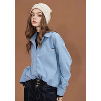 Long Sleeve Button Up Blouse Shirt — in alternativa