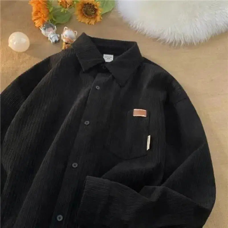 Long Sleeve Corduroy Shirt — vista frontale