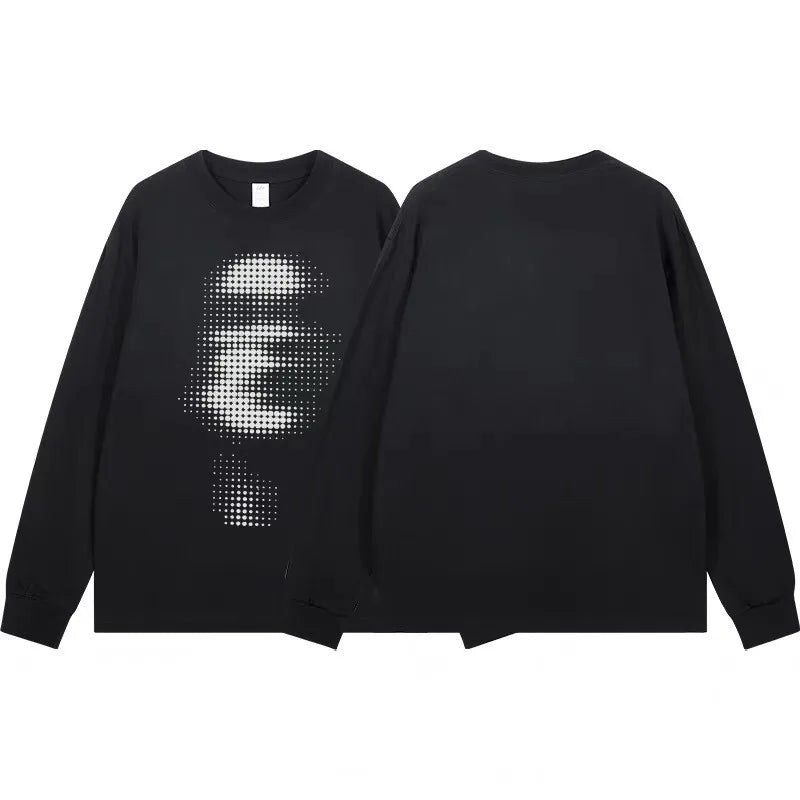 Long Sleeve Faces Graphic Top T Shirt — vista frontale