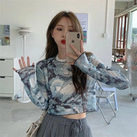 Long Sleeve Printed Mesh Top — in alternativa