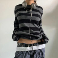 Long Sleeve Striped T Shirt — vista posteriore