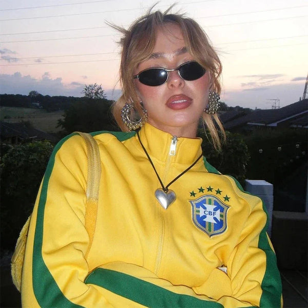 Loose Brazil Zip Up Jacket — vista frontale