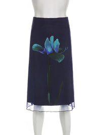 Loose Mesh Floral Flowy Midi Skirt — in alternativa
