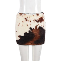 Low Waist Bodycon Cow Print Micro Mini Skirt — vista frontale