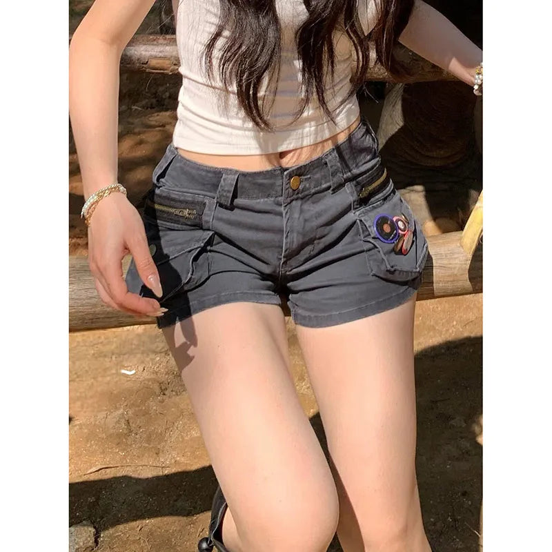 Low Waist Workwear Denim Shorts — vista posteriore