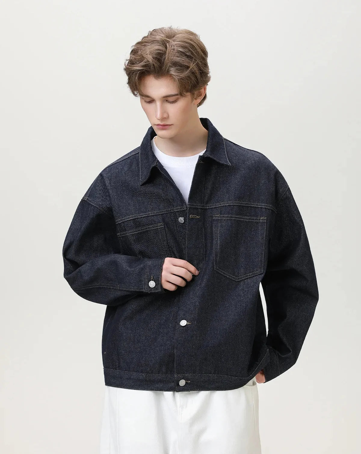 Mens Contrast Stitching Denim Workwear Jacket — dettaglio della stampa