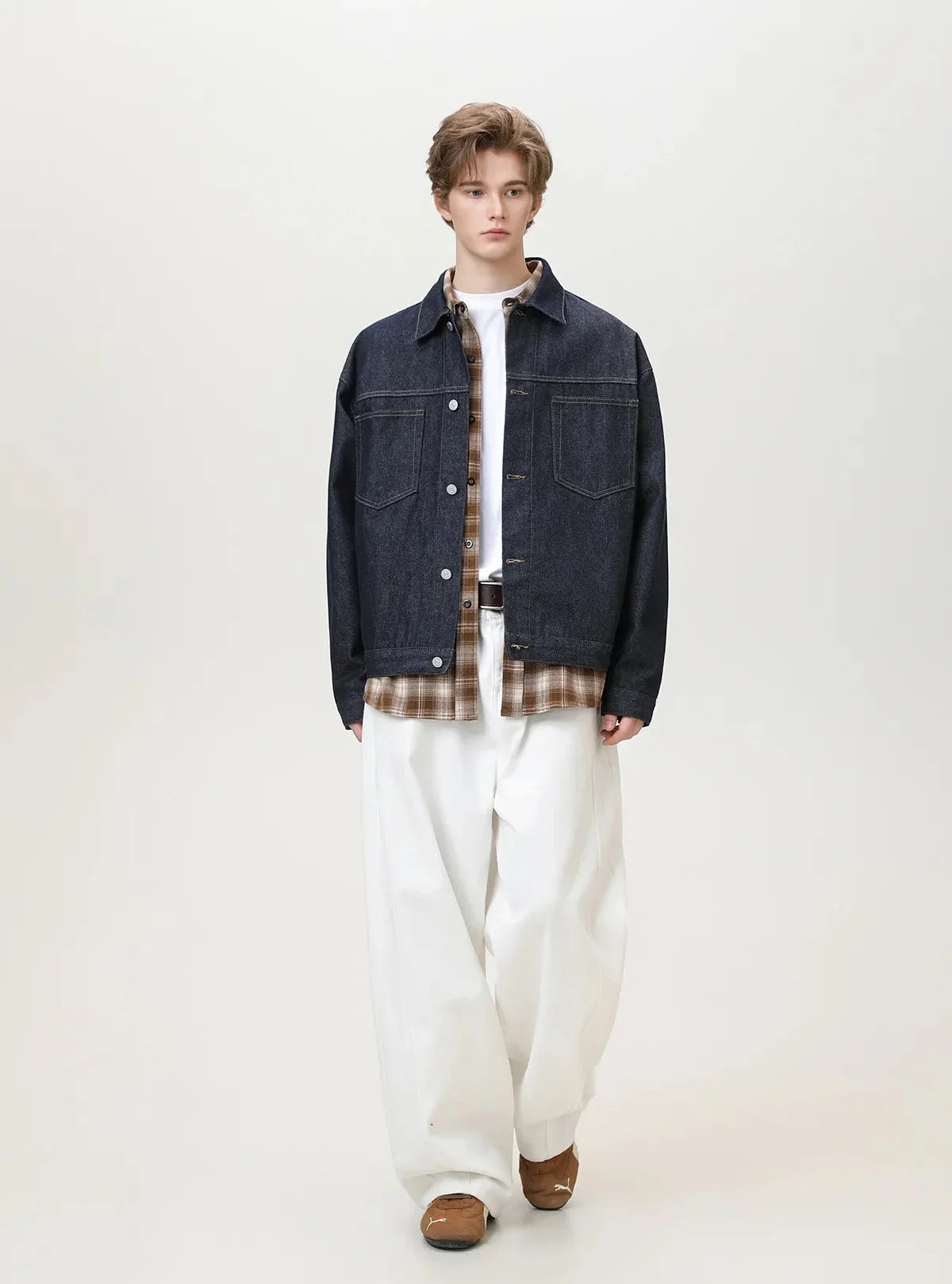 Mens Contrast Stitching Denim Workwear Jacket — in alternativa
