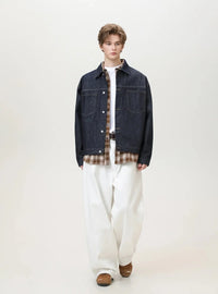 Mens Contrast Stitching Denim Workwear Jacket — in alternativa