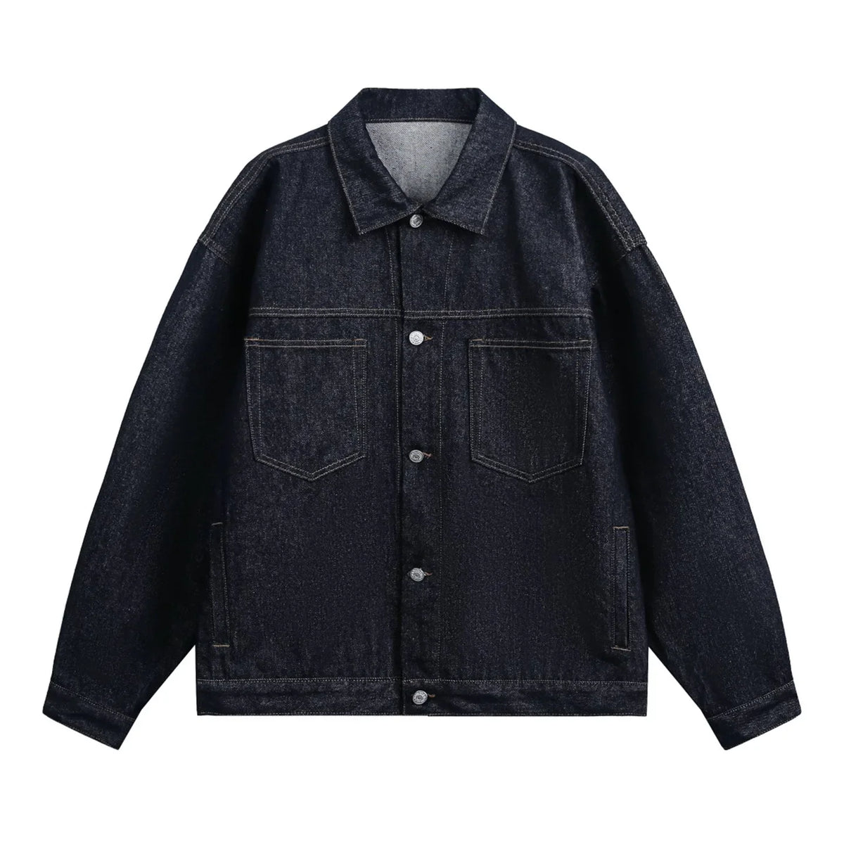 Mens Contrast Stitching Denim Workwear Jacket — vista frontale