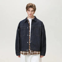 Mens Contrast Stitching Denim Workwear Jacket — vista posteriore