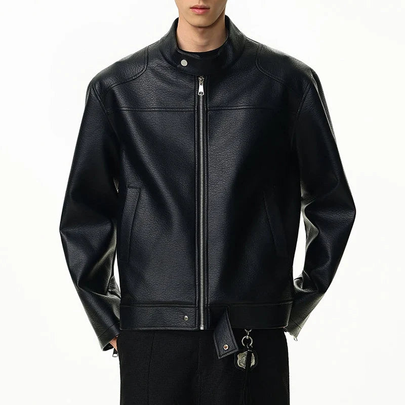 Mens Essential Faux Leather Jacket — vista laterale
