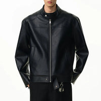 Mens Essential Faux Leather Jacket — vista laterale