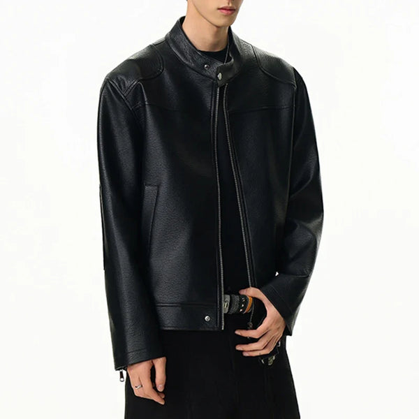 Mens Essential Faux Leather Jacket — vista frontale