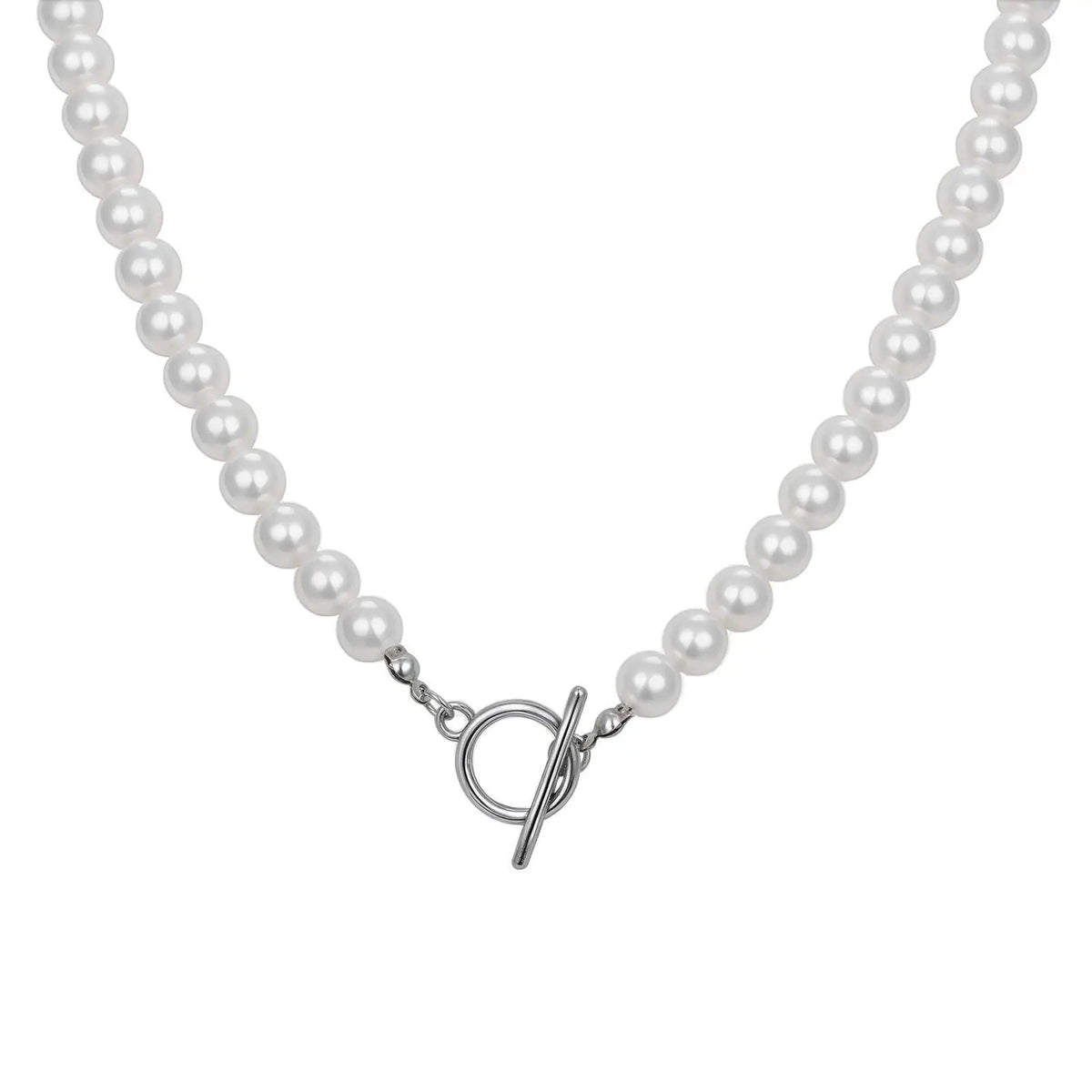 Mens Imitation Pearl Beaded Necklace — vista frontale