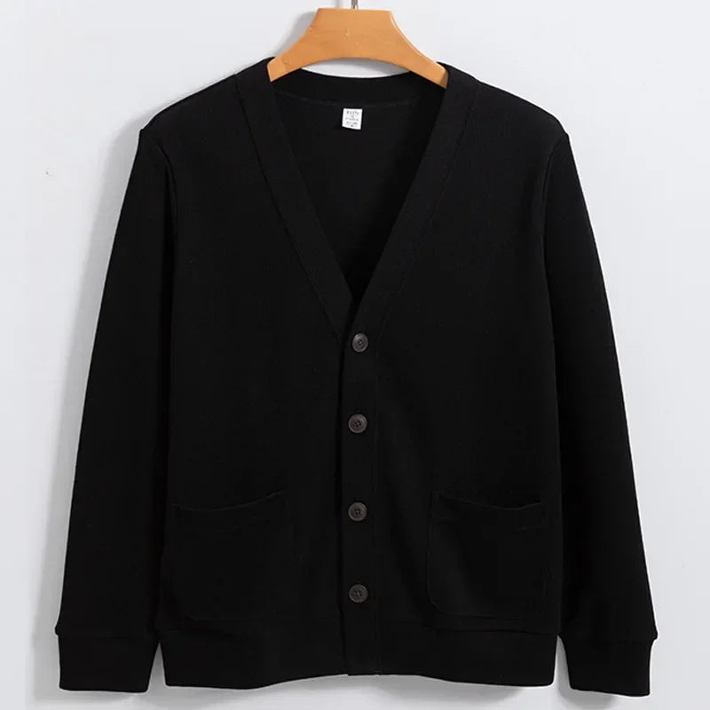 Mens Knitted Button Up Sweater Cardigan — vista laterale