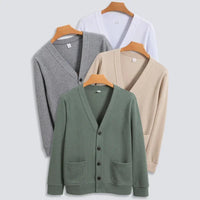 Mens Knitted Button Up Sweater Cardigan — vista frontale