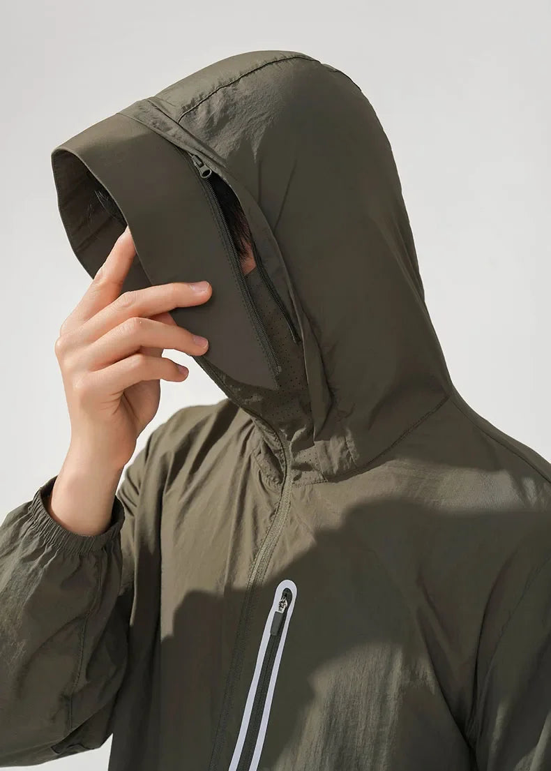 Mens Waterproof Light Windbreaker Jacket Coat — vista frontale