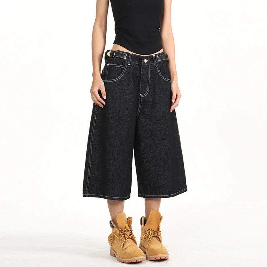 Mens Wide Leg Denim Carpenter Shorts Jorts — dettaglio della stampa