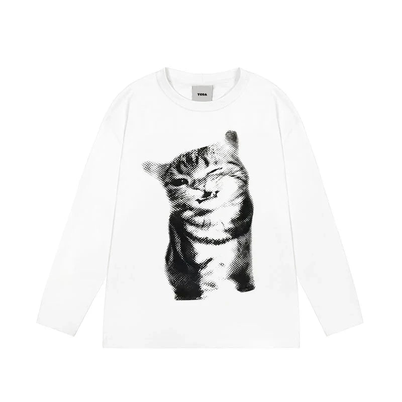 Meow Graphic Long Sleeve Top — vista frontale