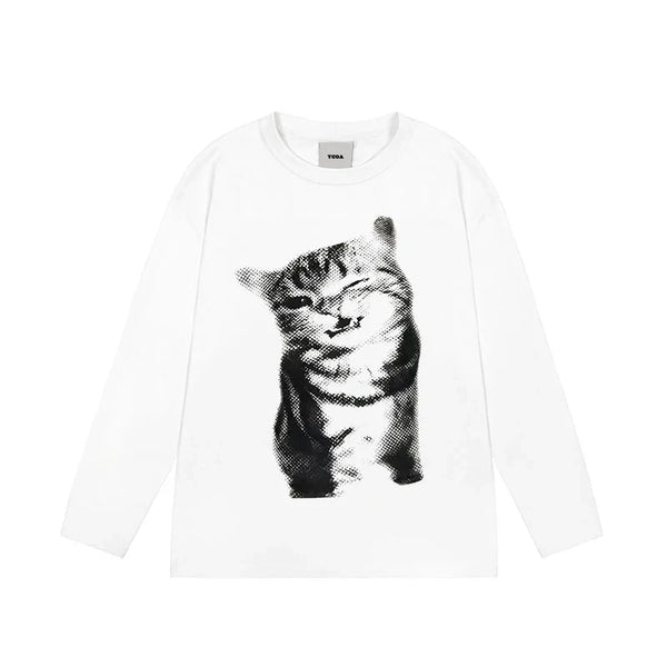 Meow Graphic Long Sleeve Top — vista frontale