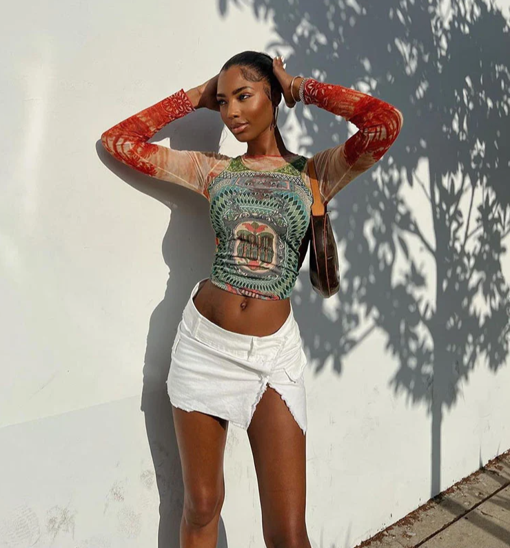 Mesh Graphic Long Sleeve — dettaglio della stampa