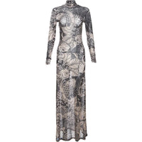 Mesh Print Turtleneck Bodycon Maxi Dress — in alternativa