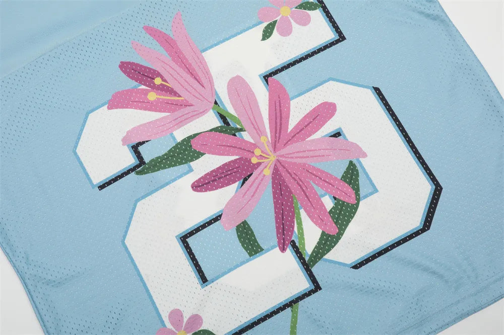 Mesh V Neck "Flower Print" Football Jersey — dettaglio