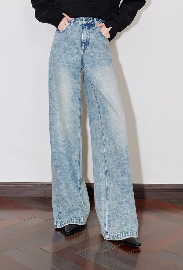 Y2K Mid Waist Straight Boyfriend Fit Denim Jeans