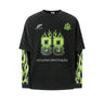 Y2K Mock Layered Flame Graphic Long Sleeve Top