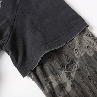 Mock Two Piece Distressed Long Sleeve T Shirt — vista completa