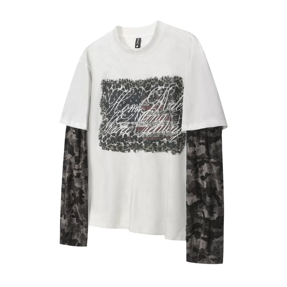 Mock Two Piece Distressed Long Sleeve T Shirt — vista posteriore