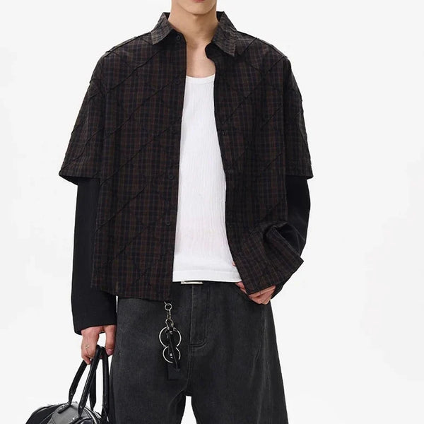 Y2K Mock Two Piece Long Sleeve Button Down Shirt
