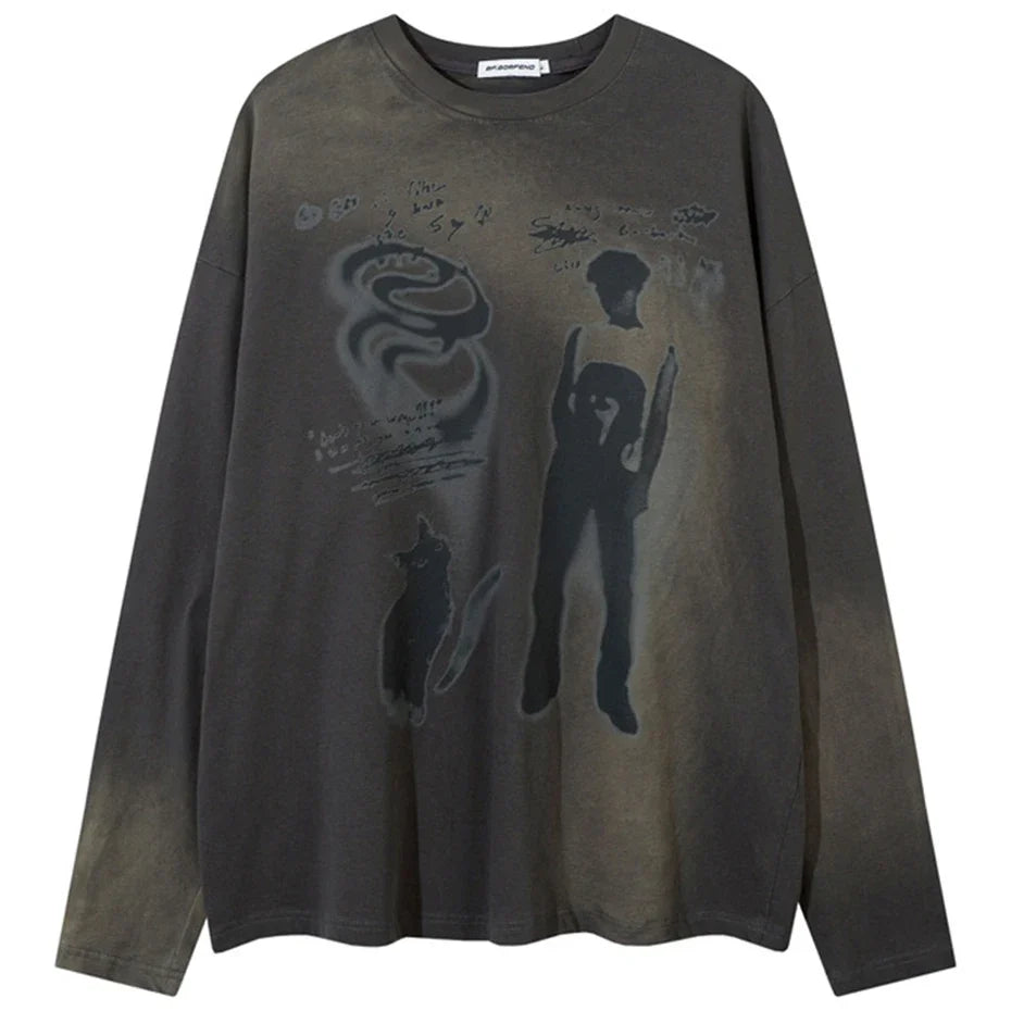 Morphed Graphic Long Sleeve Top — vista frontale