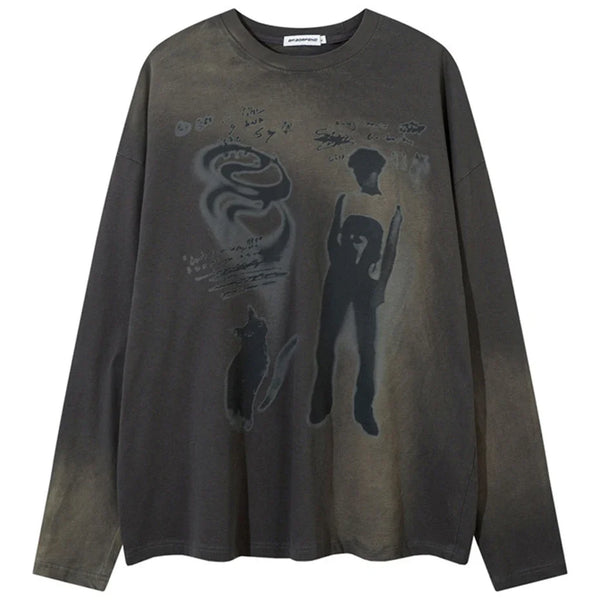Morphed Graphic Long Sleeve Top — vista frontale