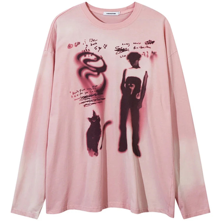 Morphed Graphic Long Sleeve Top — vista posteriore