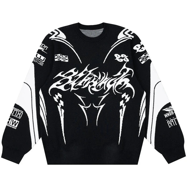 Moto Gothic Knitted Sweatshirt — vista frontale