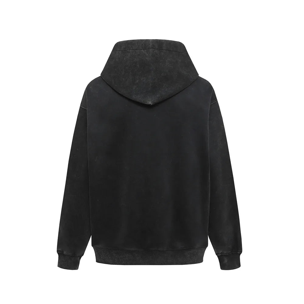 Motorcycle Graphic Print Distressed Baggy Hoodie — in alternativa