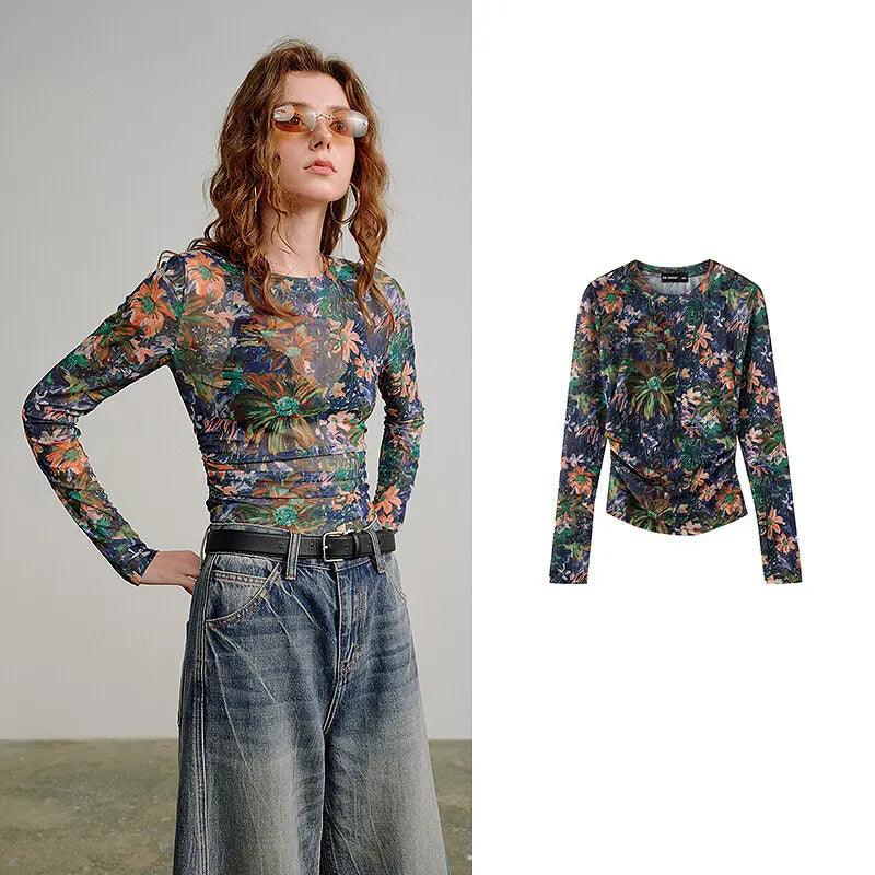 Multi Sheer Long Sleeve Mesh Top — in alternativa